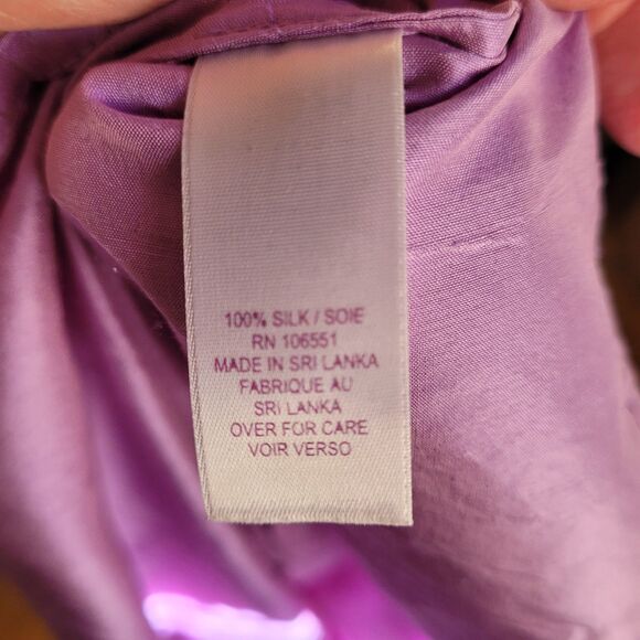 Calypso St. Barth Lavender 100% Silk Crinkle Sunburst Pleat Shift Dress Medium M - Picture 6 of 7